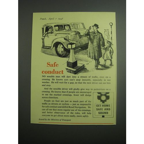 1948 Ministry of Transport Ad - Safe Conduct
