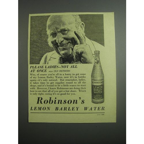1948 Robinson's Lemon Barley Water Ad - Please ladies - not all at once
