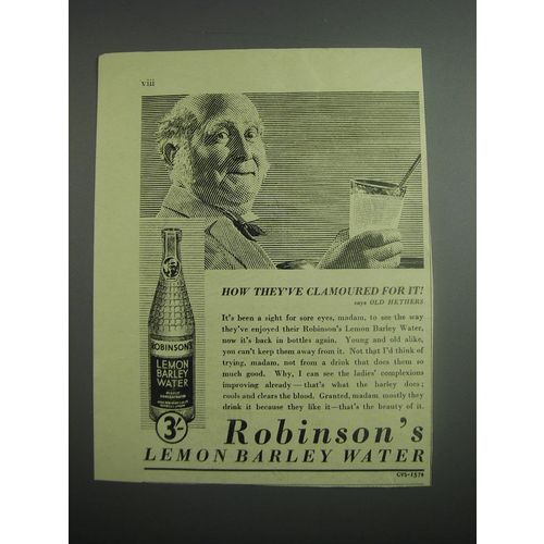 1948 Robinson's Lemon Barley Water Ad - How they've clamoured for it