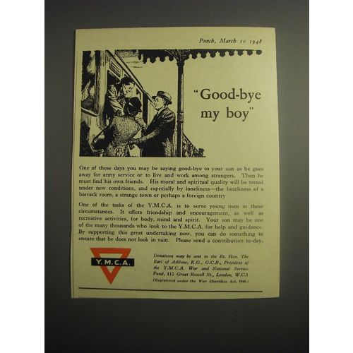 1948 YMCA War and National Service Fund Ad - Good-bye my boy