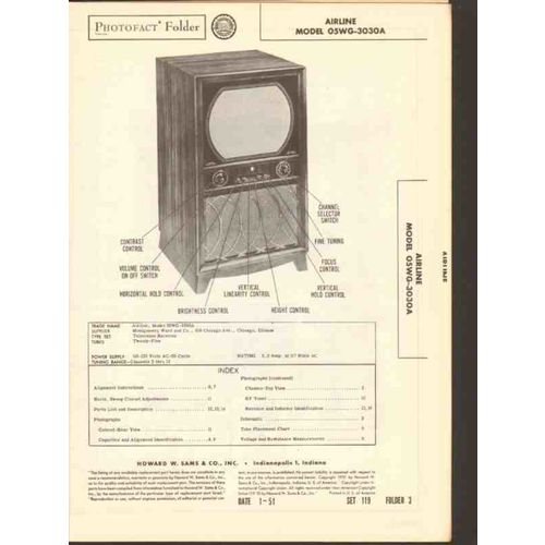 AIRLINE model 05WG-3030A TV television receiver Sams Photofact manual