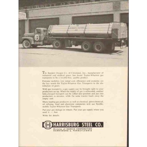 HARRISBURG STEEL COMPANY 1962 Burdett Oxygen Co Cleveland vintage ad