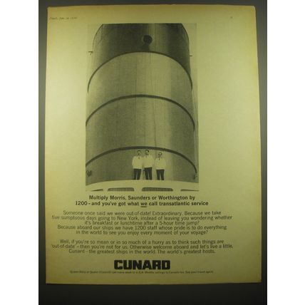 1966 Cunard Cruise Ad - Multiply Morris, Saunders or Worthington by 1200
