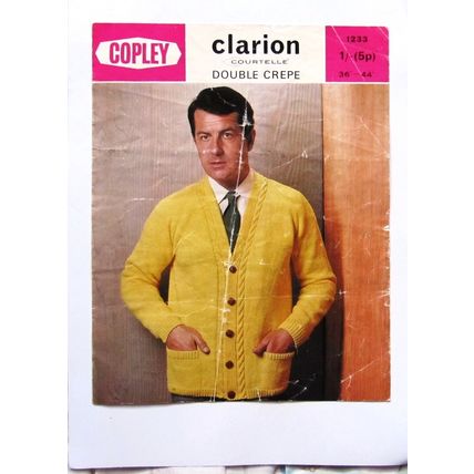 1233 mens cardigan with pockets COPLEY Clarion Courtelle Double Crepe 36-44 inch