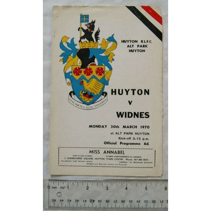 1970 programme Huyton v. Widnes