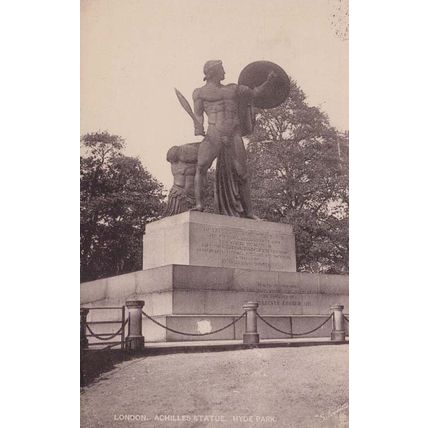 Achilles Statue Hyde Park Antique Statue Real Photo Postcard