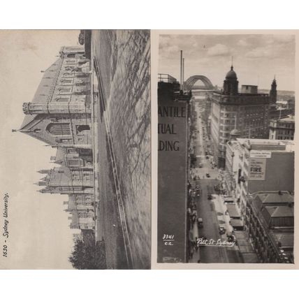 Pitt Street Sydney University 2x Old Australia Postcard s