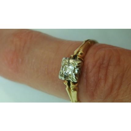 Antique Art Deco " K&P" .15ct Diamond 14kt Yellow Gold Filigree Ring