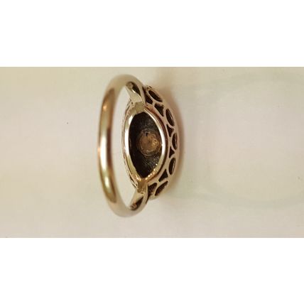 Antique Deco 14kt White Gold .22ct Solitaire Diamond Ornate Ring, 1930s