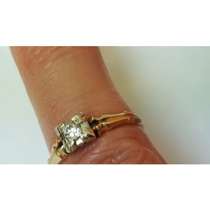 Antique Art Deco " K&P" .15ct Diamond 14kt Yellow Gold Filigree Ring