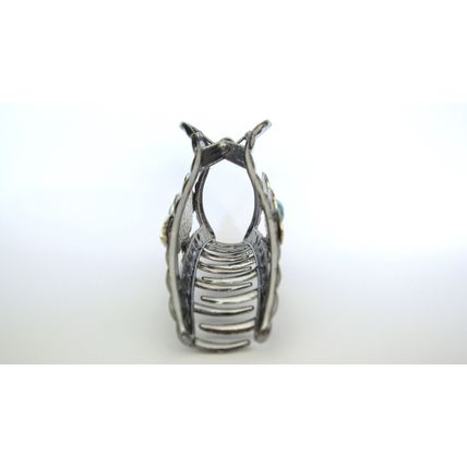 Large dark triangle silver turquoise blue design metal native tribal hair claw