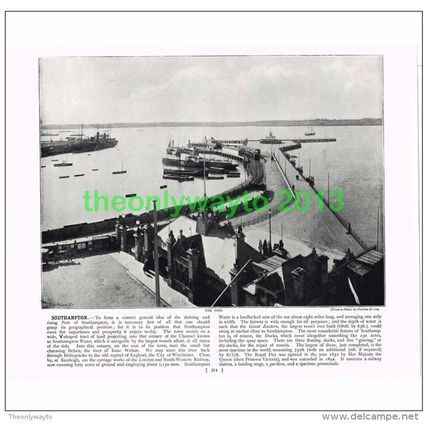 SOUTHAMPTON, THE PIER, HANTS, ENGLAND, Book Illustration, c1895