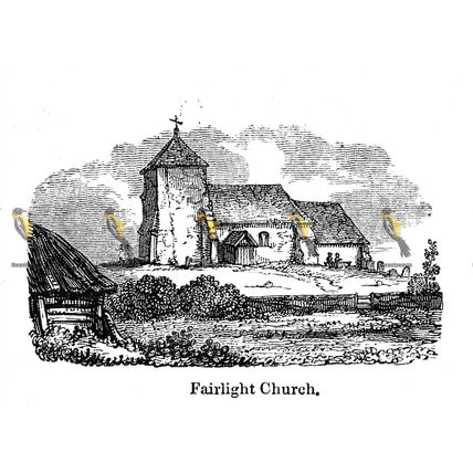 Fairlight Church, Near Hastings, Sussex, England, 1840, MODERN REPRODUCTION