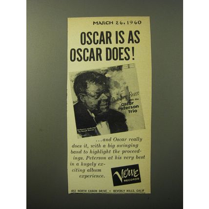 1960 Verve Records Advertisement - Swinging Brass with the Oscar Peterson Trio