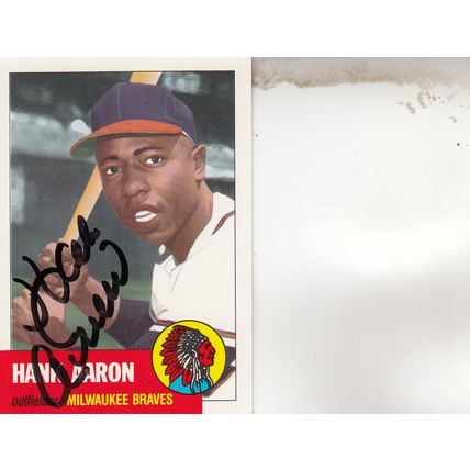 HANK AARON 1953 AUTOGRAPHED MILWAUKEE BRAVES HALL OF FAME WORLD CHAMPION OUTFILD