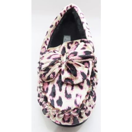 Ladies Slippers Pink & Black Animal Print Gift Footwear UK Sizes 5