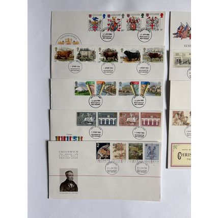 ALL 9 1984 year GB QEII FDCs Cattle Heraldry Europa Summit Royal Mail Summit VGC