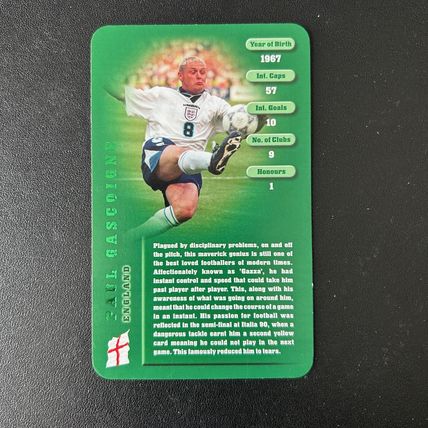 PAUL GASGOIGNE NEWCASTLE ENGLAND TOP TRUMPS LIMITED EDITION LEGENDS CARD MINT