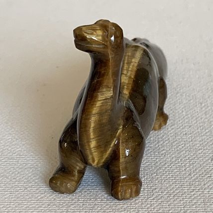 Vintage Chinese Carved Tiger's Eye Dinosaur Figurine Gemstone Brontosaurus 4.6"