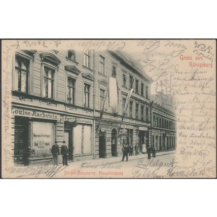 Bürger-Ressource, Haupteingang, Gruss aus Königsberg, 1902 - Lerique AK