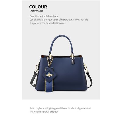 Women Genuine Leather Handbags Large Designer Ladies Hobo bag Bucket Purse Blue