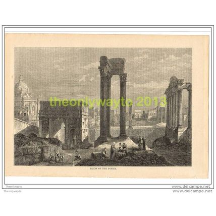 RUINS OF THE FORUM, ROME, ITALY, BOOK ILLUSTRATION (PRINT), 1862