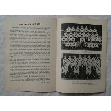 1978 programme Widnes v. Whitehaven, BBC2 Floodlit Trophy - check