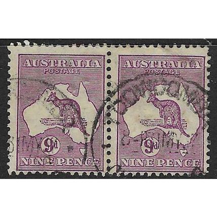 AUSTRALIA 1931-6 ROO 9d WMK C of A PAIR USED SG133 X 2