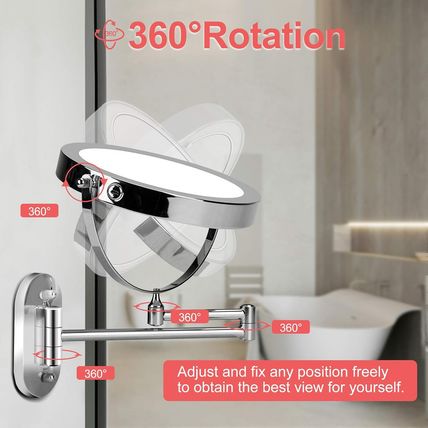 Rechargeable Wall Mounted Lighted Makeup Vanity Mirror 8 Inch Double Sided 1X 10