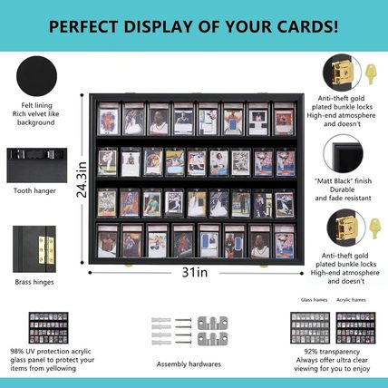 VERANI 36 Baseball Card Display Case - Graded Sports Card Display Frame - Holds