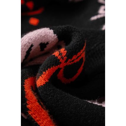 Black Halloween Pumpkin Bow Knit Button V Neck Sweater Cardigan