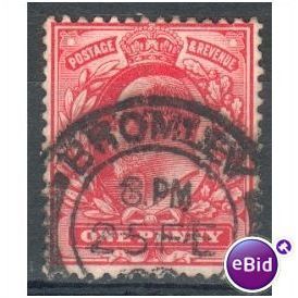 GB stamps 1902-10 KEV11 - 1d SG219 Bromley 10