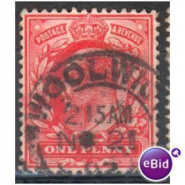 GB stamps 1902-10 KEV11 - 1d SG219 Woolwich 4
