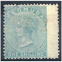 Bermuda 1855 SG8 1s Green Watermark Crown CC Very Fine Used Wing Margin.