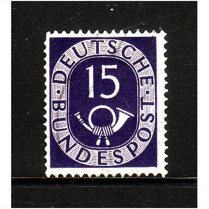 GERMANY 1951 SG1051 15pf VIOLET NUMERAL AND POSTHORN FINE USED