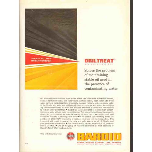 baroid 1955 national lead company driltreat stable oil mud vintage ad