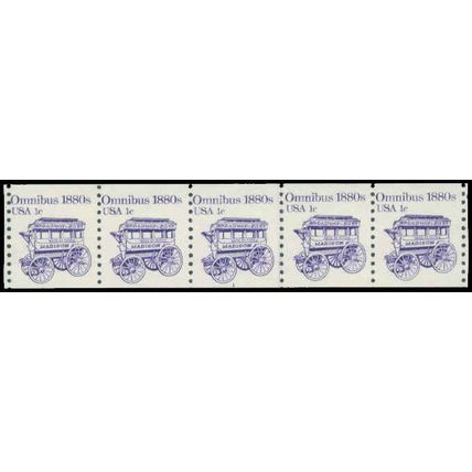 1897 1c Omnibus Just Clears MNH Dry Gum PNC 1/5 P0396