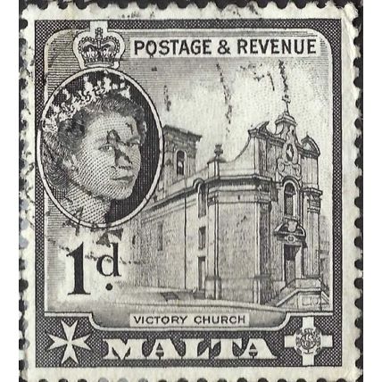 MALTA, Elizabeth II, Victory Church, Valletta, black 1956, 1d, #2