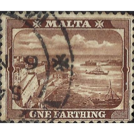 MALTA, Grand Harbour Valleta, brown 1910, ¼d, #2