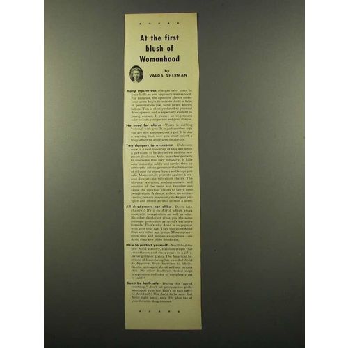 1947 Arrid Anti-Perspirant Ad - Blush of Womanhood