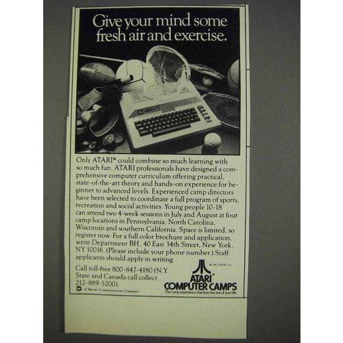 1982 Atari Computer Camps Ad - Give Mind Exercise