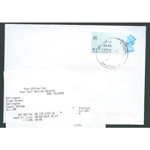 2014 2L (E4) 'POST & GO' (DURHAM) (MA13)ON COVER (EBID4009)