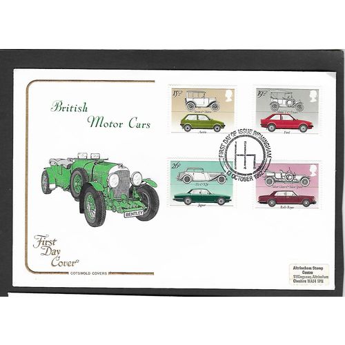 GREAT BRITAIN 1982 BRITISH MOTOR CARS H/S BIRMINGHAM FIRST DAY COVER#1