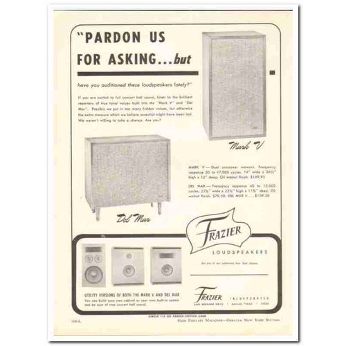 FRAZIER INC 1964 Mark V Del Mar loudspeakers stereo speaker vintage ad