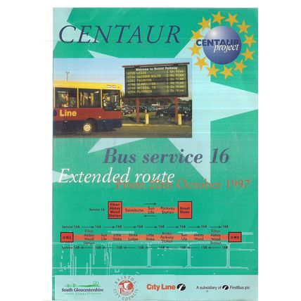 BRISTOL Cityline Timetable CENTAUR PROJECT. ..1997 leaflet.. Filton Abbey .