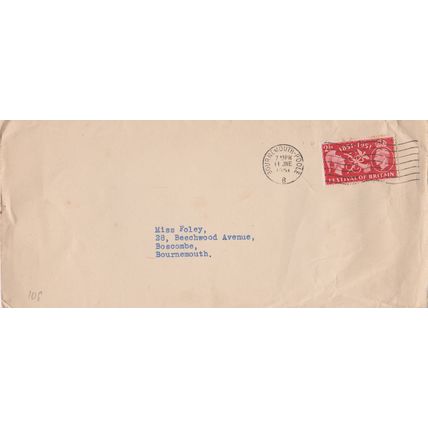 GB 1951 cover Poole to Boscombe with Festival of Britain stamp