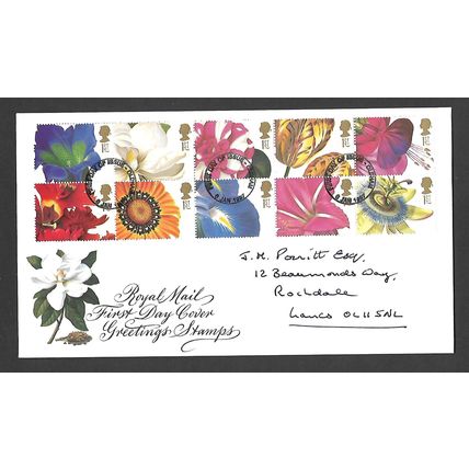 GREAT BRITAIN 1997 GREETING STAMPS BOOKLET PANE 10 VALS FIRST DAY COVER
