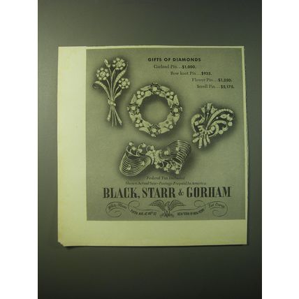 1948 Black, Starr & Gorham Ad - Garland Pin, Bow Knot Pin, Flower Pin, Scroll