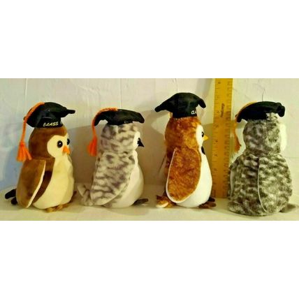 Ty Beanie Babies Graduation Owls Series (1998 - 2001) Lot of 4