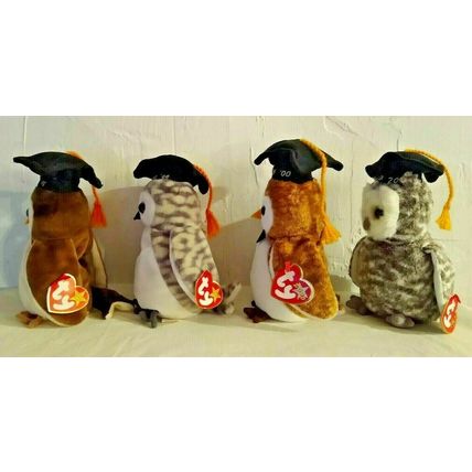 Ty Beanie Babies Graduation Owls Series (1998 - 2001) Lot of 4